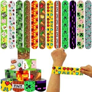 10/30Pc 만화 광부 Craftings 스냅 팔찌 Pinata 장난감 전리품/파티 가방 필러 어린이를위한 뜨거운 게임 슬랩 팔찌 생일 파티