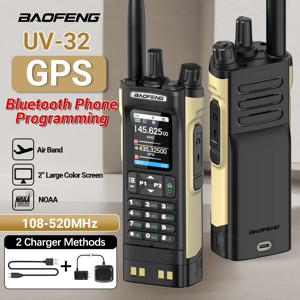 BAOFENG UV-32 GPS 워키 토키 10W 멀티 밴드 블루투스 프로그래밍 무선 복사 주파수 NOAA 장거리 햄 양방향 라디오