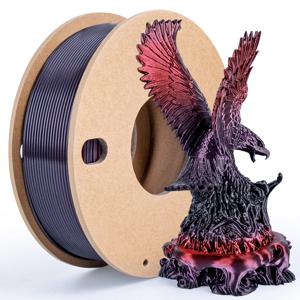 250g 실크 레인보우 PLA 필라멘트 1.75mm - 반짝이는 그라데이션 PLA 3D 프린터 필라멘트 - 대부분의 프린터 호환 (검정/빨강/보라)