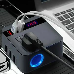자동차 인버터 DC12V/24V ~ DC110V/220V 150W 피크 LED 디스플레이 소켓 전원 인버터 어댑터 고속 충전 자동차 인버터