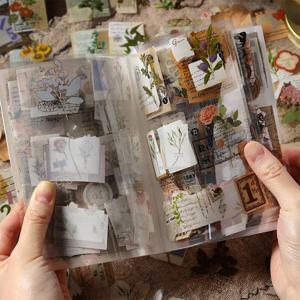 4 디자인 애완 동물 빈티지 스티커 책 문학 식물 스탬프 레이블 풍부한 패턴 핸드북 DIY 장식 미적 스티커