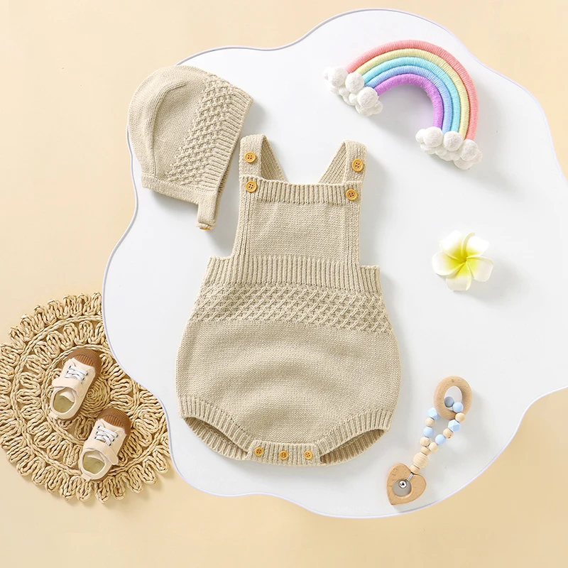 아기 Bodysuits 민소매 신생아 소년 소녀 솔리드 컬러 Onesie 모자 복장 세트 2pcs 유아 unisex Playsuits 아동복
