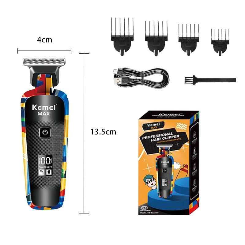 KEMEI 남성용 전문 헤어 클리퍼 지능형 디지털 낙서 전기 헤어 클리퍼 면도기 수염 트리머 KM-MAX5090