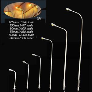 TT 모델 가로등 미니어처 금속 기둥, 따뜻한 흰색 조명 장면, DIY 소재 N 체중계 기차 철도 디오라마 키트, 1:64 호
