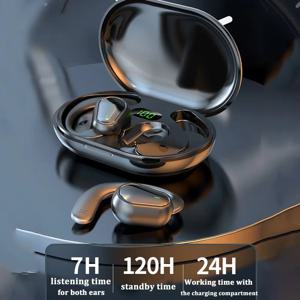 블루투스 5.3 무선 이어훅 스테레오 HiFi 방음 이어폰 (노이즈 감소 기능, 방수 헤드셋)