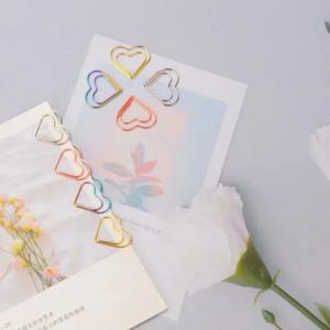 50 개/대 하트 금속 종이 클립 바인더 클립 미니 북마크 책 바인딩 참고 장식 편지지 학교 사무실 바인딩 용품