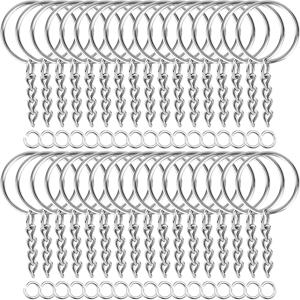 50PCS 스테인레스 스틸 금속 빈 열쇠 고리 키 체인 분할 반지 체인 등반 버클 Carabiner 키 체인 반지 액세서리