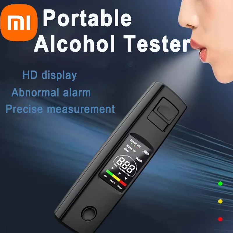 Xiaomi 알코올 감지기 휴대용 전문 고감도 Type-c 충전 음주 측정기 음주 운전 자동차 전자 도구