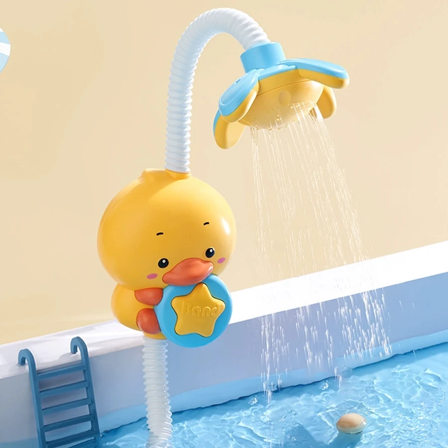 베이비 샤워 장난감 물 스프레이, 오리 꽃 모델, 회전 수도꼭지, 전기 샤워, 물 스프레이, 수영, 베이비 샤워