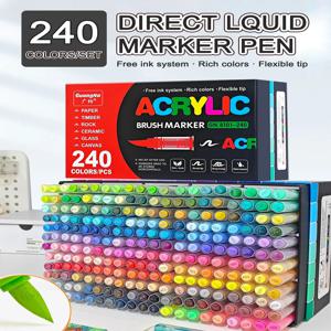 168/240 색상 직접 액체 마커 펜 세트, DIY 손으로 그린, 낙서 페인트 아트 아크릴 페인트 펜, 아티스트/학생에게 적합