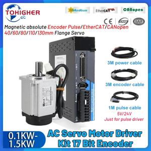 서보 모터 드라이버 키트 마그네틱 17Bit Absolute 0.1KW-1.5KW EtherCAT CANopen 인코더 AC 서보 750W 1KW 40/60/80/110/130mm 플랜지