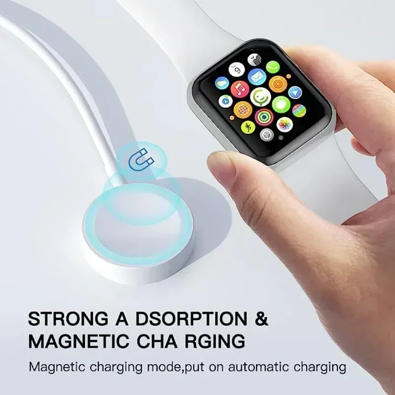 Apple Watch 시리즈 무선 충전 베이스의 USB-C 고속 충전 및 과열 방지에 자기 충전기가 사용됩니다.
