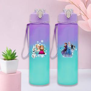 750ml 냉동 소녀 소년 야외 물병 만화 애니메이션 엘사 안나 휴대용 빨대 물컵 스포츠 사무실 물병 핫