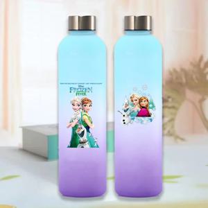 900ML 냉동 물병 마시는 만화 애니메이션 인쇄 엘사 안나 피규어 스포츠 컵 시간 마커 휴대용 병 선물