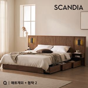 몬트리올 프리미엄 국내제작 템바보드 원목 호텔 수납침대(Q)+협탁 2EA(매트제외)