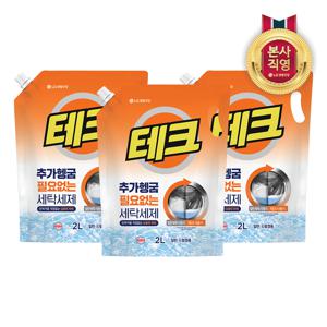 테크 추가헹굼 필요없는 액체세제 일반/드럼 겸용 리필 2L X 3개