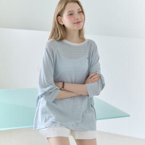 [아워호프] Linen Sheer Stripe Raglan T-shirt - Sky Blue [H25SM3-TS08-SBL]