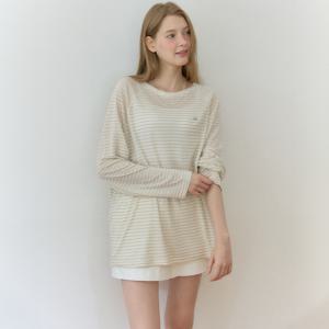[아워호프] Linen Sheer Stripe Raglan T-shirt - Beige [H25SM3-TS08-BEI]