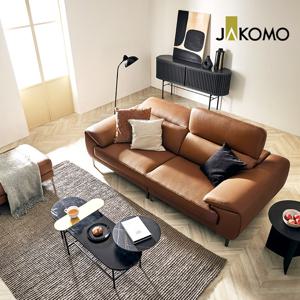 라미에르Ⅱ 3인 기능성 비텔로 통가죽 슈렁큰 천연면피 소가죽 소파+스툴