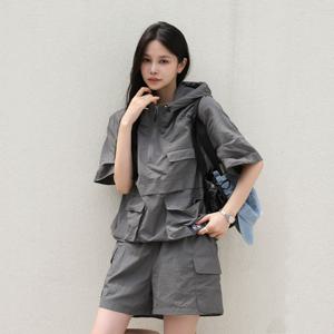[남녀공용] 후디 아노락 하프팬츠 셋업 #CSOs-010-1