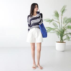 A라인 핀턱 코튼 썸머 하프팬츠 #710774