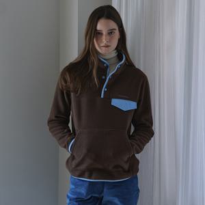 (UNI) Fleece Button Sweatshirt_Brown