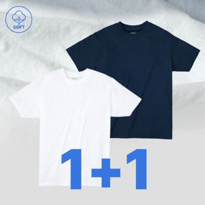 1+1 소프트코튼 남녀공용 30수 라운드 면 반팔 티셔츠(U6OPST28)