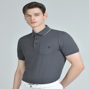 골프 DGTS5B322BK [PREMIUM] 스트라이프 린넨믹스 반팔 카라티