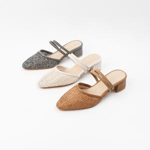 신난다슈 여성 슬링백 샌들 힐 4cm 여름 뮬 샌들 슬리퍼 블로퍼 통굽 MRO253091