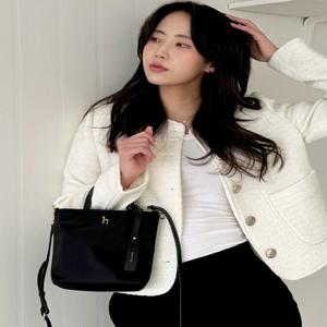 헤지스 액세서리 HIBA5F940BK [선물추천][SAVER] 블랙 나일론 퍼피 로고 나일론 스몰 토트 숄더