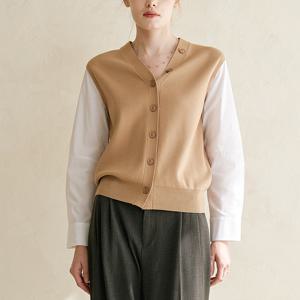 [최초가 59000원] [55~88] 우븐 소매 브이넥 가디건