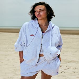 Terry Raglan Hooded Zip Up_White Melange
