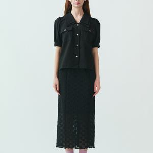 [브리치] 슬로윤 / 더블 레이어드 카라 블랙 셔켓/ DOUBLE COLLARED SEERSUCKER SHACKET