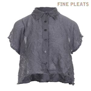 [FINE PLEATS] 피네 플리츠 반팔 A라인 숏 가디건 그레이