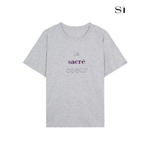 [하프클럽/씨]엠브로이더리 반팔 티셔츠 멜란지그레이 SGIBF2834