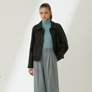 [최초가 99,000원]  25 봄  FAUX 레더 블루종 자켓