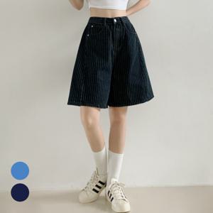 [브리치] 포인 /  오늘발송/100%면/S 2XL  모니즈 스트라이프 버뮤다 팬츠 2color