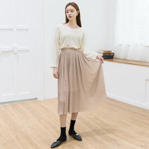 [나인] [최초가:35000원] 쉬폰 플리츠 밴딩 스커트(SK-3541)
