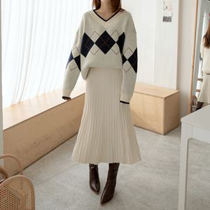 [나인] [정상가 :39000원] 슬림 라이닝 니트 스커트(SK-3789)