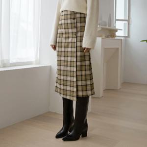 [나인] [최초가:59000원] 체크 언발란스 롱 스커트(SK-3909)