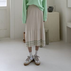 [나인] [정상가 :39000원] 스트라이프 플리츠 밴딩 니트 스커트(SK-4253)