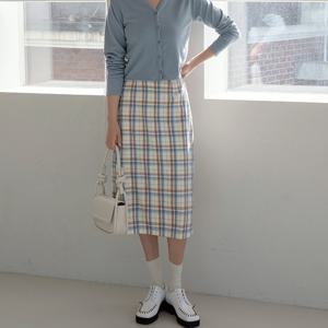 [나인] [정상가 :39000원] 체크 패턴 백 밴딩 스커트SK-4289