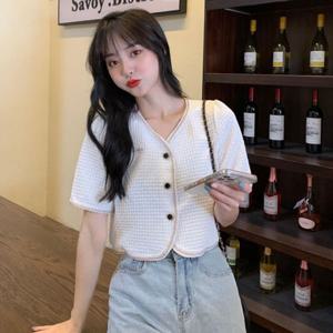 [하프클럽/신상오픈런]반팔가디건 브이넥 크롭 슬렌더룩 키작녀 트위드자켓