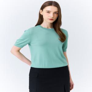 헤지스 여성 HSSW4BC13E2 [50%그린 FINE WOOL 라운드넥 반팔 스웨터