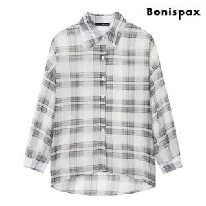 정상가:49,000원 | 쉬폰 체크 블라우스 (XP1BA019L0)