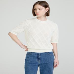 닥스 여성 DLSW5B392IV [D- 크림 펀칭 짜임패턴 면혼방 반팔니트