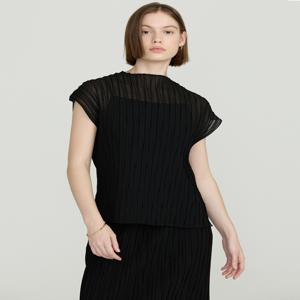닥스 여성 DLTS5BP36BK [D-PLEATS][이너 SET] 블랙 플리츠 캡소매 반팔 티셔츠