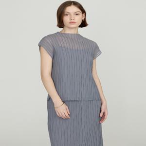 닥스 여성 DLTS5BP36B1 [D-PLEATS][이너 SET] 라이트 블루 플리츠 캡소매 반팔 티셔츠
