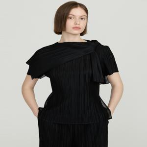 닥스 여성 DLTS5BP31BK [D-PLEATS] 블랙 탈착 숄 세트 반팔 플리츠 티셔츠