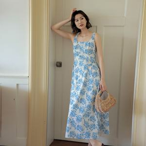 [8월14일 예약배송] LS_Blue printed waist cinched dress